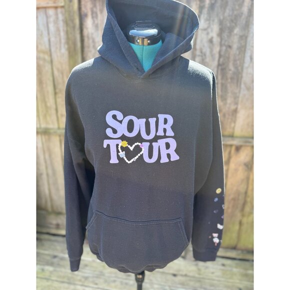 Olivia Rodrigo Sour Tour Black Hoodie with Tour Name on Front, All Over Graphics - Picture 1 of 9